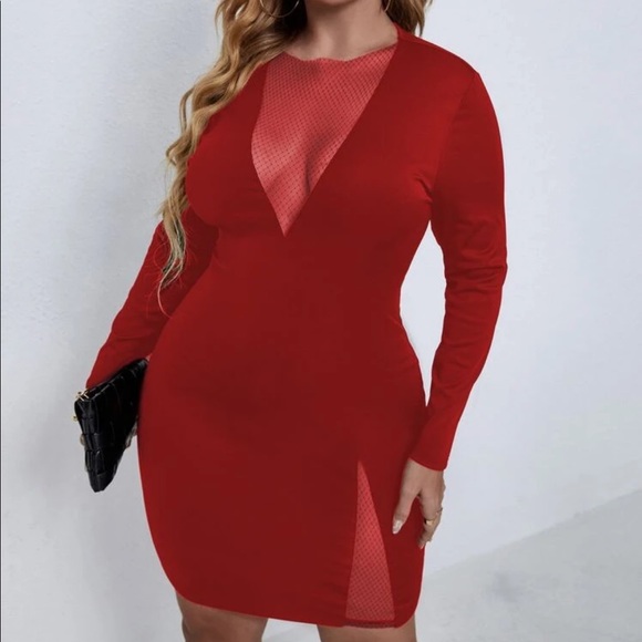 Black mesh insert bodycon dress - Picture 10 of 12